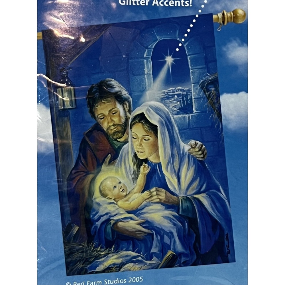 Holy Family Nativity Christmas House Flag Baby Jesus Mary Joseph 25.5" x 38"‎
